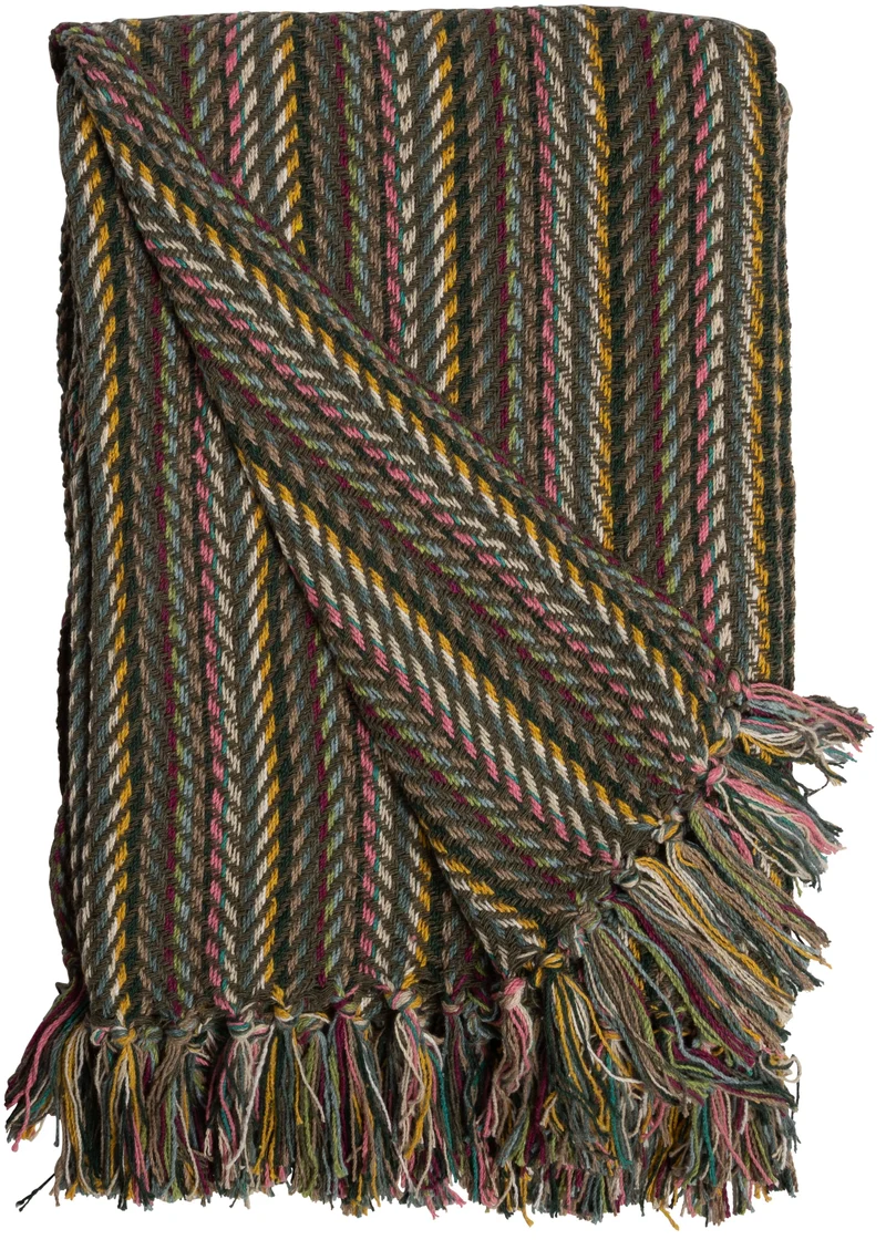 Zigzag Væv plaid i støvet grøn – AU Maison