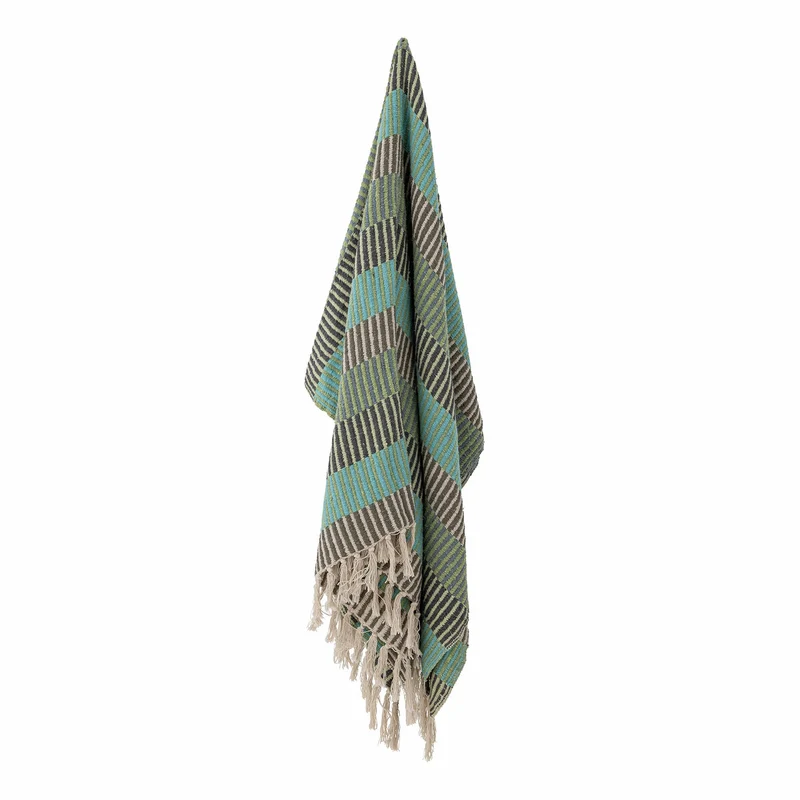 Isnel plaid i genanvendt bomuld, grønne striber – Creative Collection