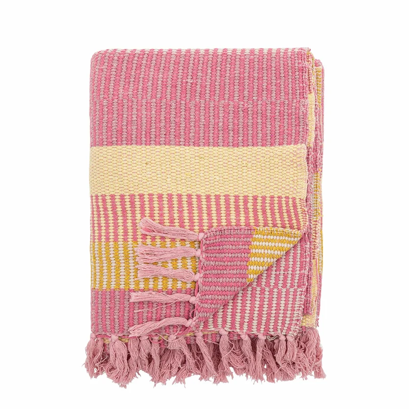 Isnel plaid i genanvendt bomuld, lyserøde striber – Creative Collection