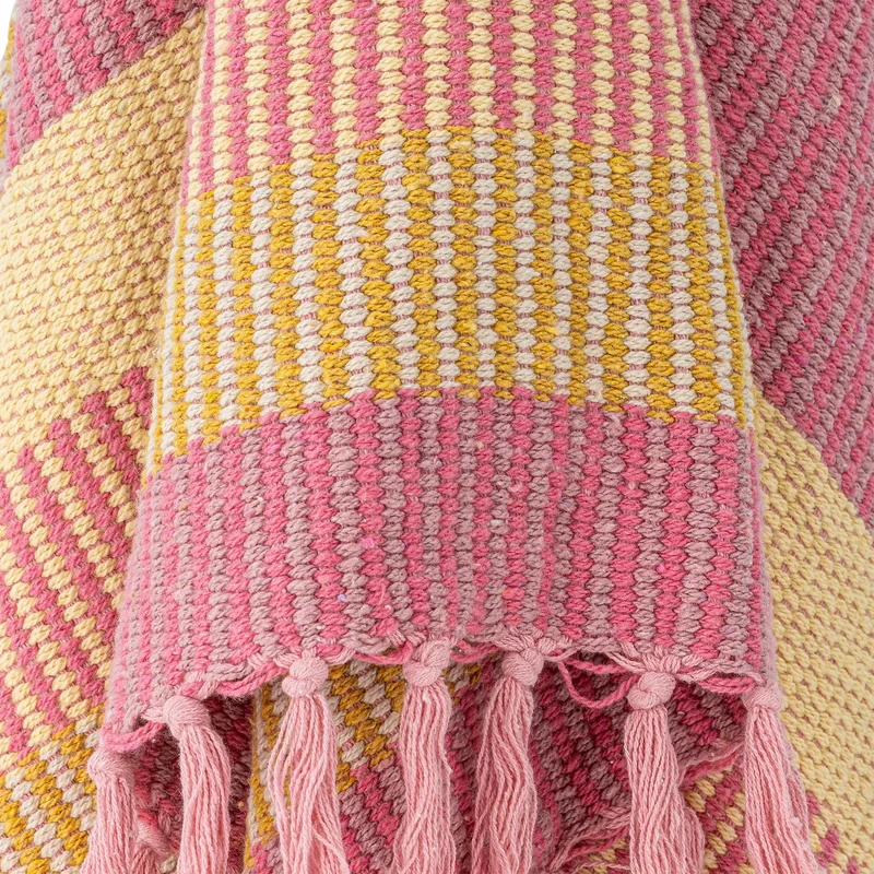 Isnel plaid i genanvendt bomuld, lyserøde striber – Creative Collection
