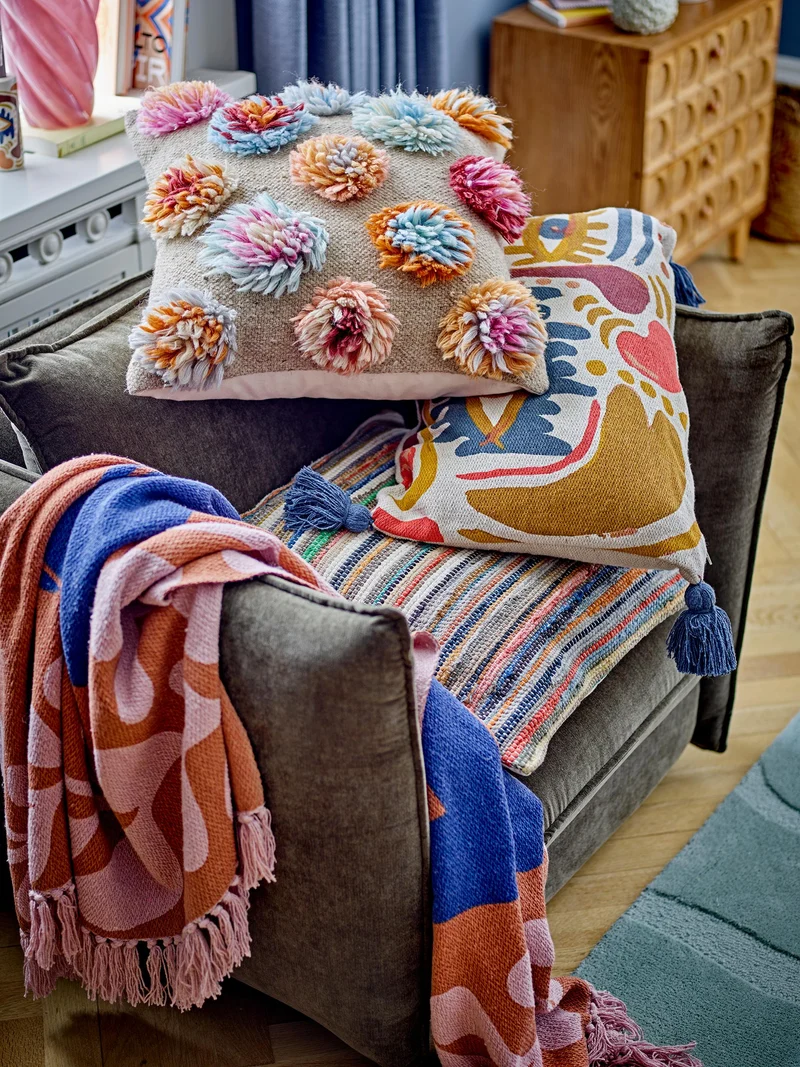 Atle plaid i genanvendt bomuld, brun – Bloomingville