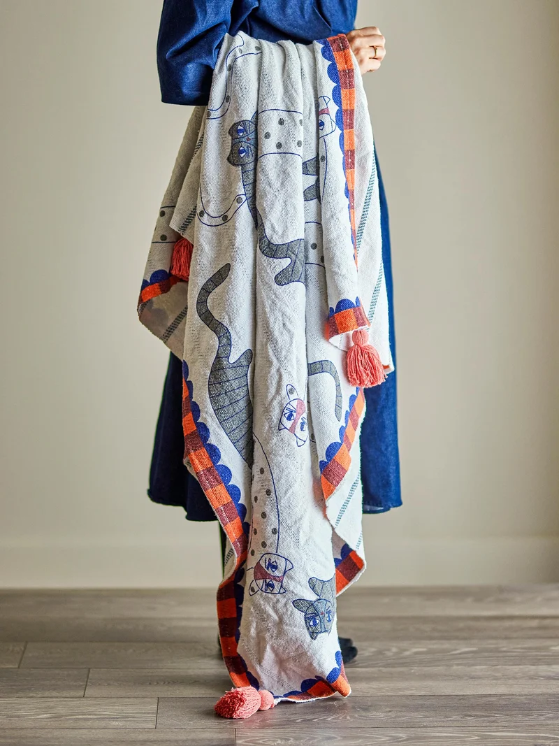 Missy katte plaid i genanvendt bomuld – Bloomingville