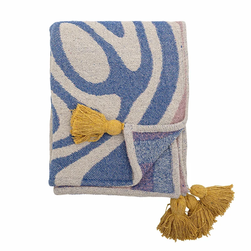 Arlie plaid i genanvendt bomuld, blå – Bloomingville