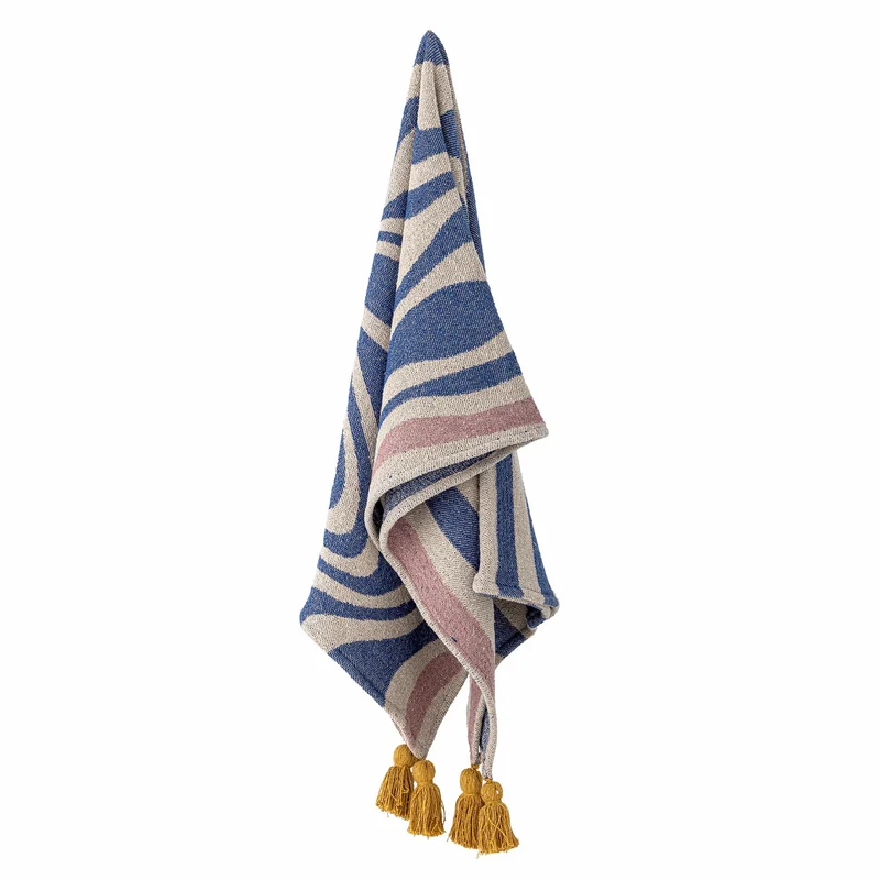 Arlie plaid i genanvendt bomuld, blå – Bloomingville