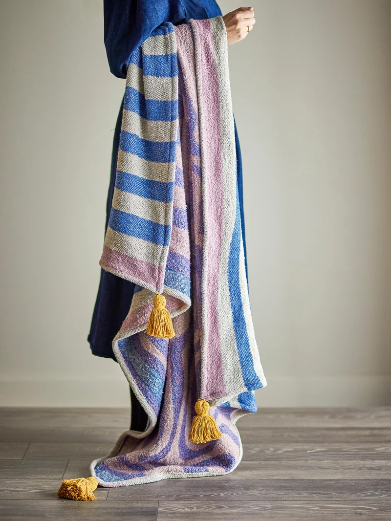 Arlie plaid i genanvendt bomuld, blå – Bloomingville