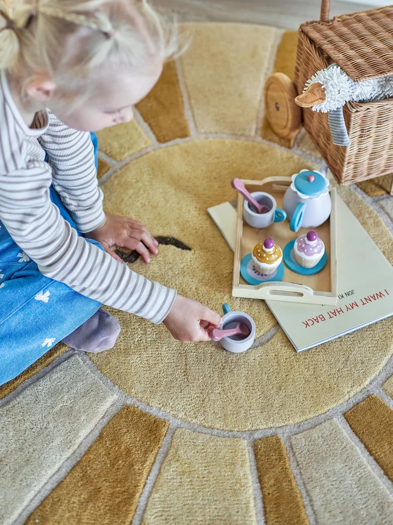 Sun tæppe i uld, gul – Bloomingville MINI