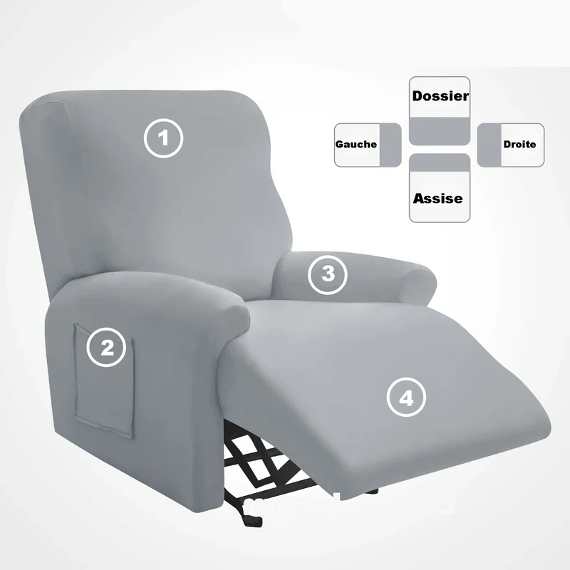Housses de fauteuil et canapé relax inclinable relevable - couleurs unies