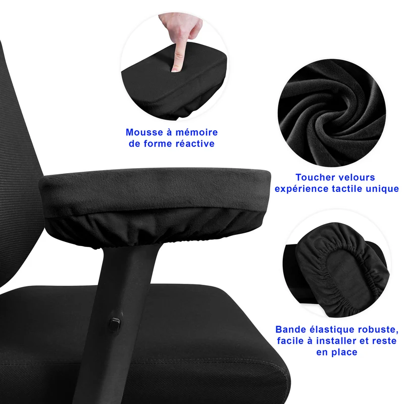 Housses pour accoudoirs de chaises de bureau avec coussinet épais intégré