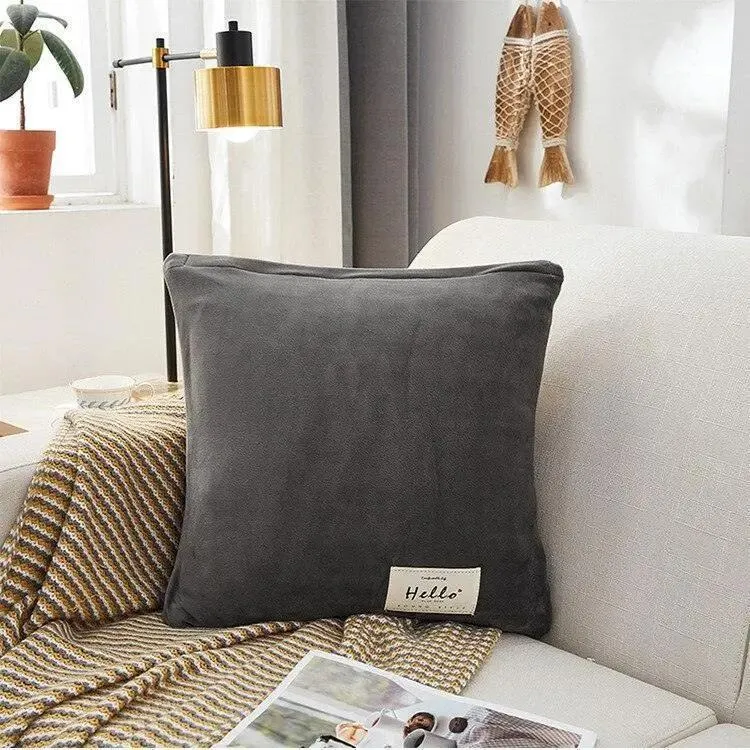 2 Housses De Coussin En Velours Gris Extensibles 45X45cm