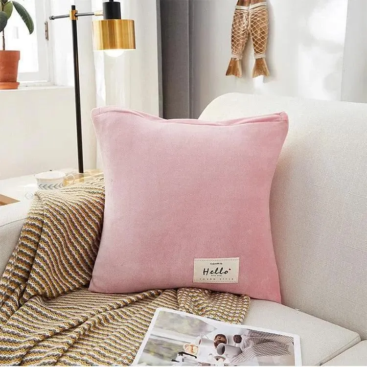 2 Housses De Coussin En Velours Rose Extensibles 45X45cm