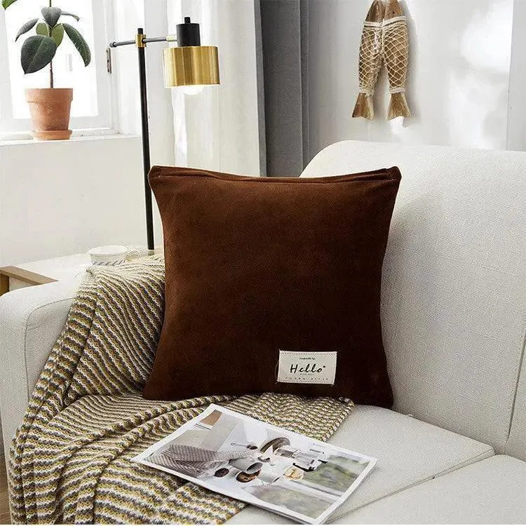 2 Housses De Coussin En Velours Marron Extensibles 45X45cm