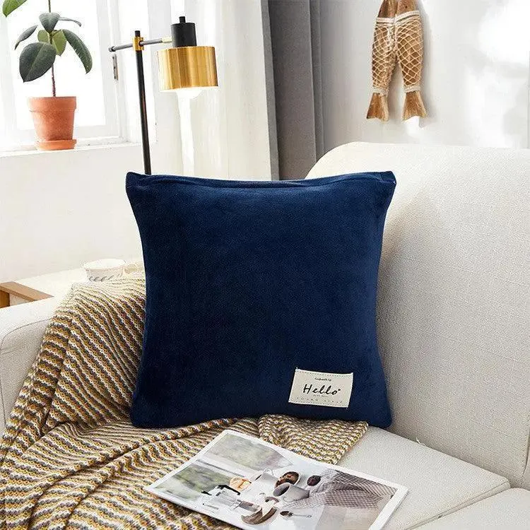 2 Housses De Coussin En Velours Bleu marine Extensibles 45X45cm