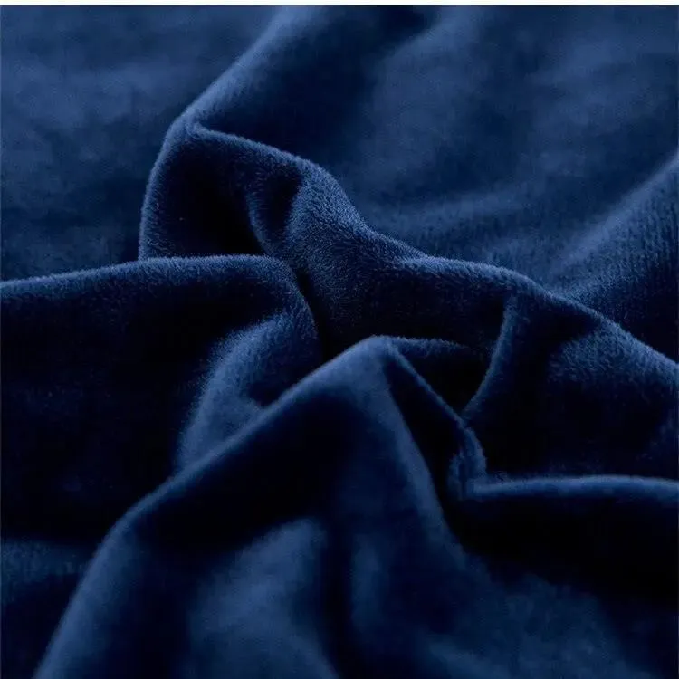 2 Housses De Coussin En Velours Bleu marine Extensibles 45X45cm