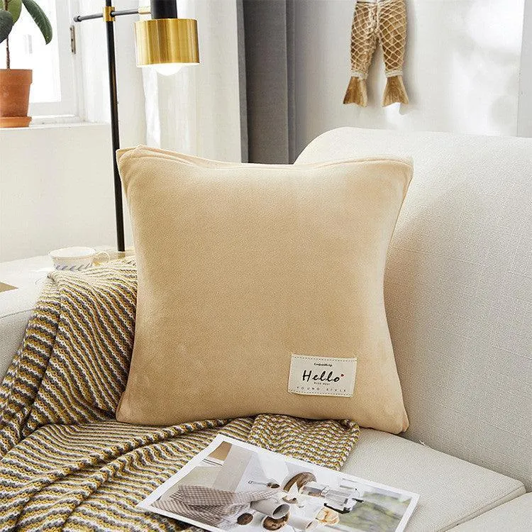 2 Housses De Coussin En Velours Beige Extensibles 45X45cm