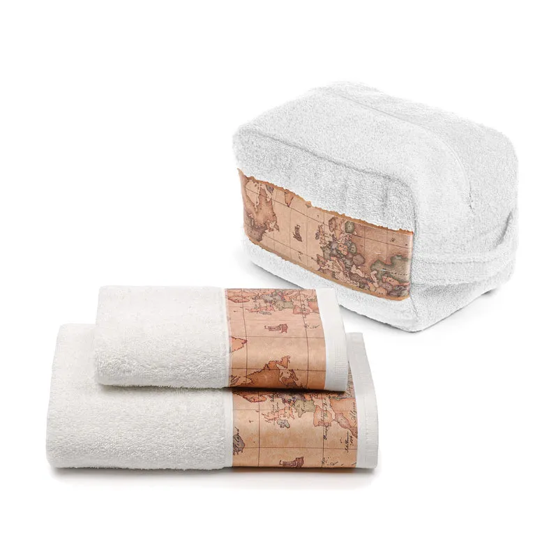 Set Beauty Asciugamano con ospite Geo Classic in Cotone 480 gr/mq