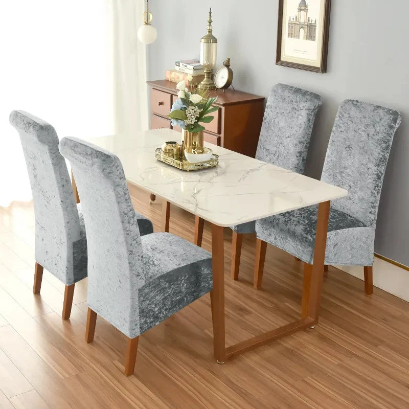 Housses de chaises hautes extensibles en velours brillanté