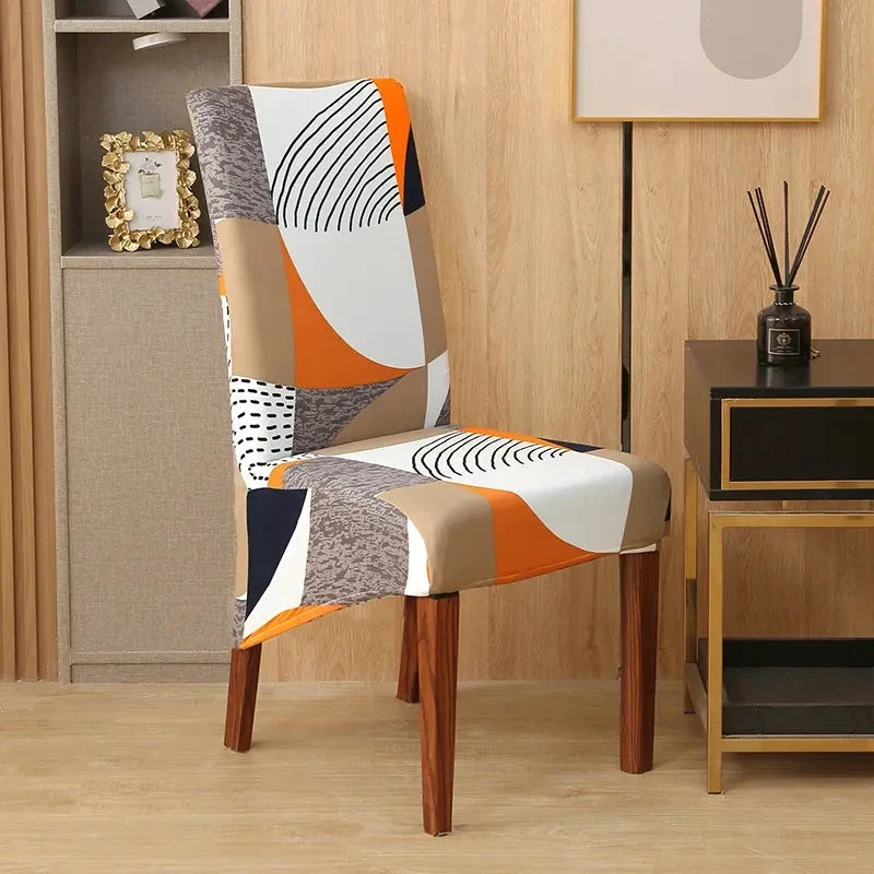 Housses de chaises hautes extensibles lycra contemporaine (8 Motifs)