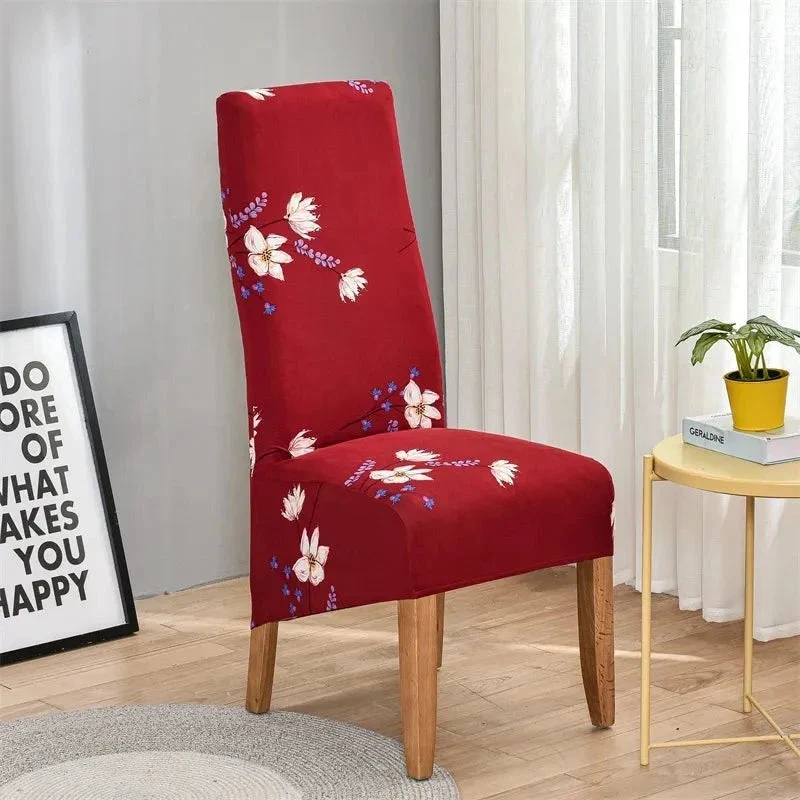 Housses de chaises hautes grand dossier en lycra cosy (10 Motifs)