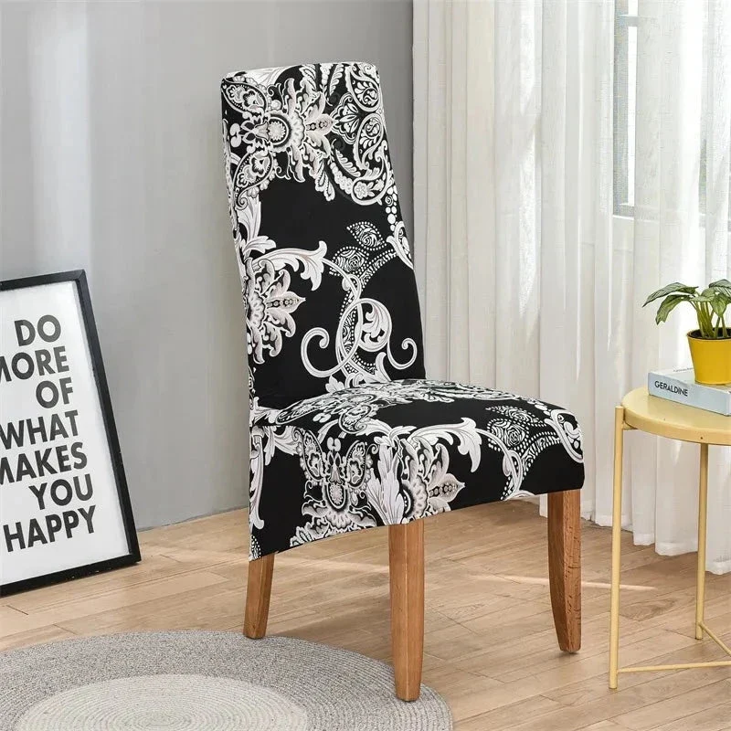 Housses de chaises hautes grand dossier en lycra cosy (10 Motifs)