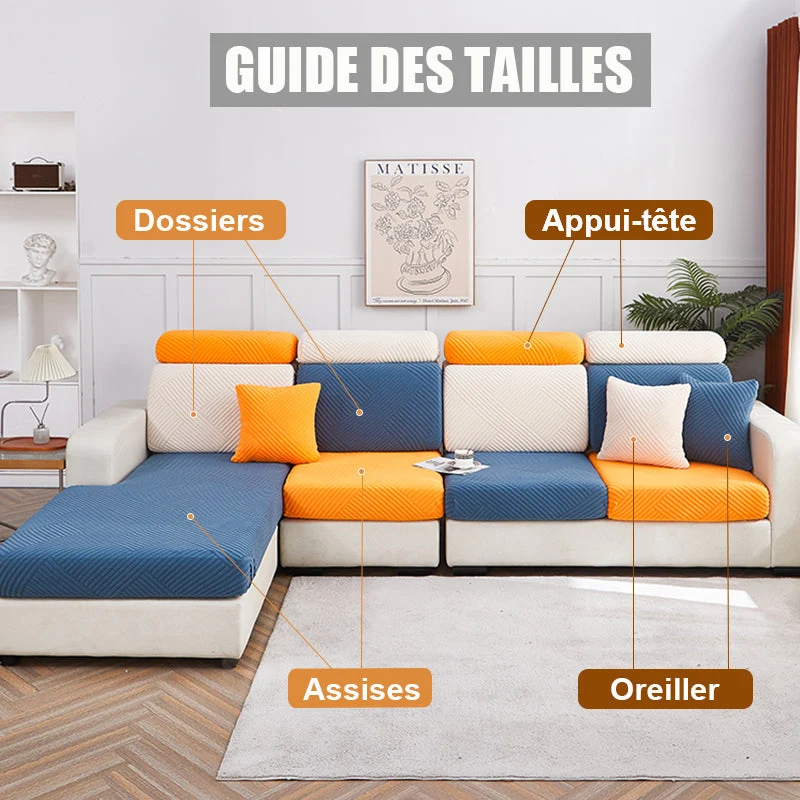 Housse de coussin de canapé et fauteuil extensible imprimées 8 motifs