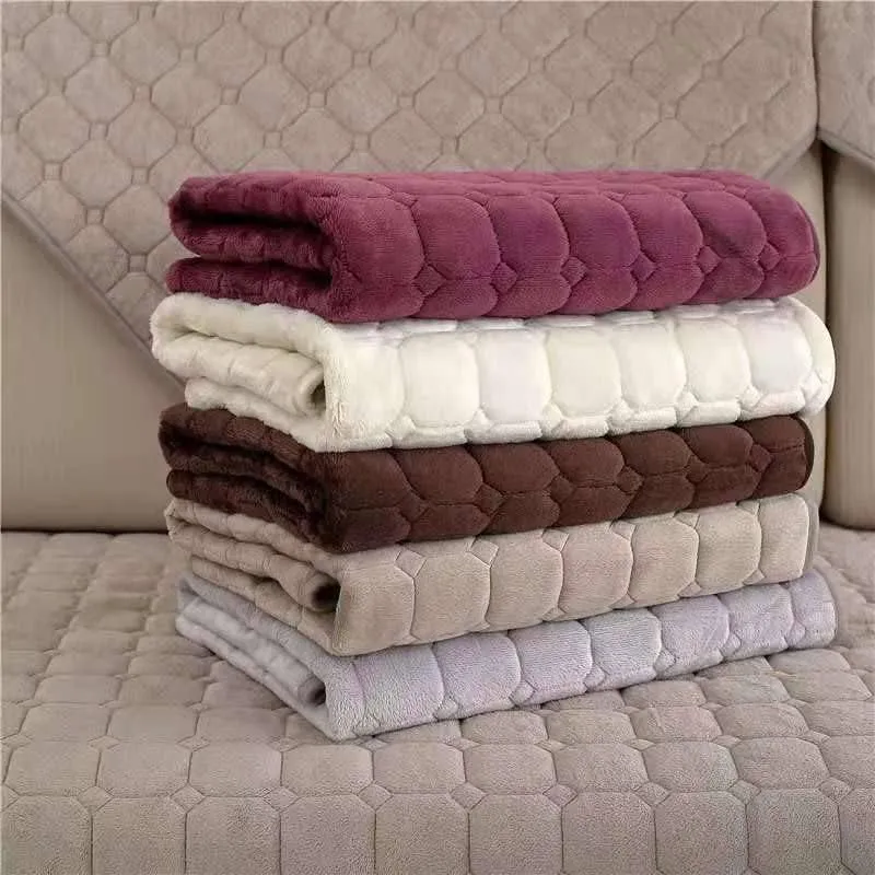 Housses de canapé antidérapantes matelassée velours flanelle