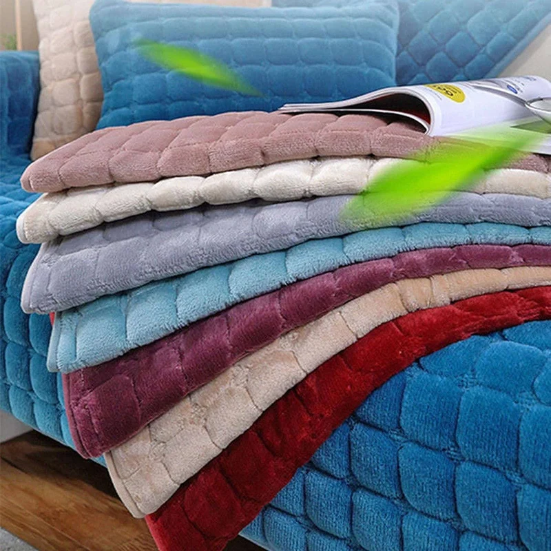 Housses de canapé antidérapantes matelassée velours flanelle
