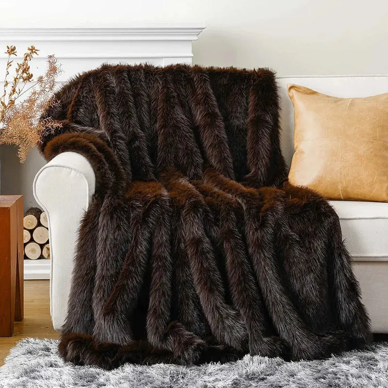 Couverture Fausse Fourrure Marron