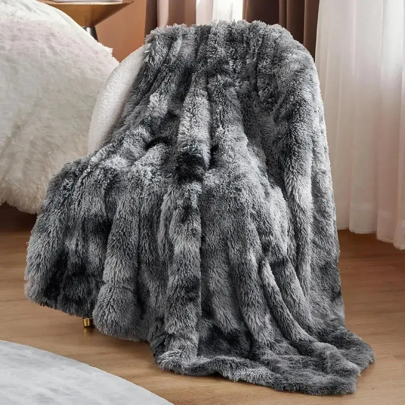 Couverture Fausse Fourrure Grise