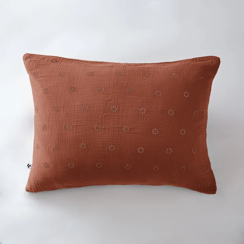 Taie d’oreiller 50 x 70 cm Gaze de coton GAÏA BOHO Terracotta