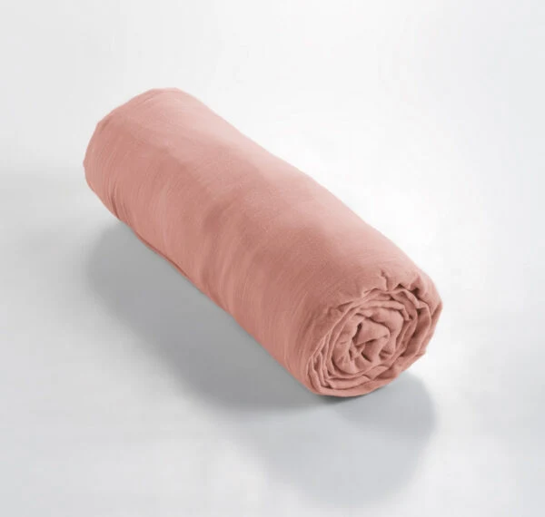 Drap housse 90 x 190 cm Gaze de coton unie GAÏA Pêche