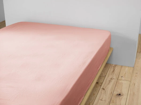 Drap housse 90 x 190 cm Gaze de coton unie GAÏA Pêche