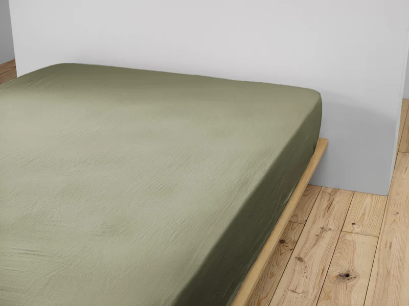 Drap housse 90 x 190 cm Gaze de coton - GAÏA Romarin