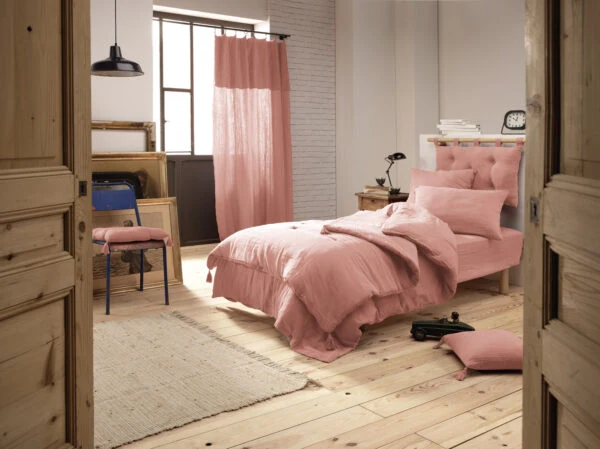 Housse de couette 140 x 200 cm Gaze de coton unie GAÏA Pêche