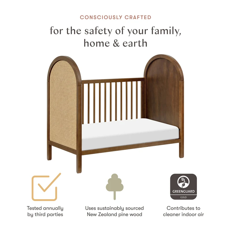 Couchette Convertible 3-en-1 Bondi avec Kit de Conversion Lit pour Tout-petit - Noyer Naturel