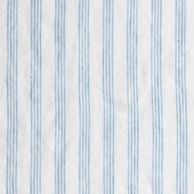 Drap plat en lin lavé - Rayures Pinceau Bleu Primaire