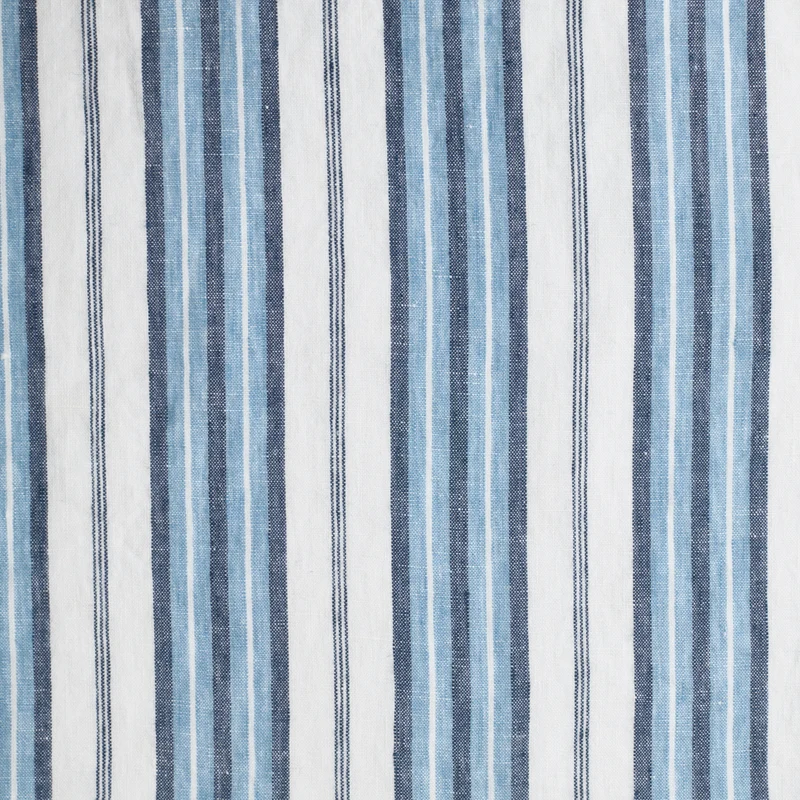 Housse de couette en lin lavé - Rayures Palette Bleu Primaire