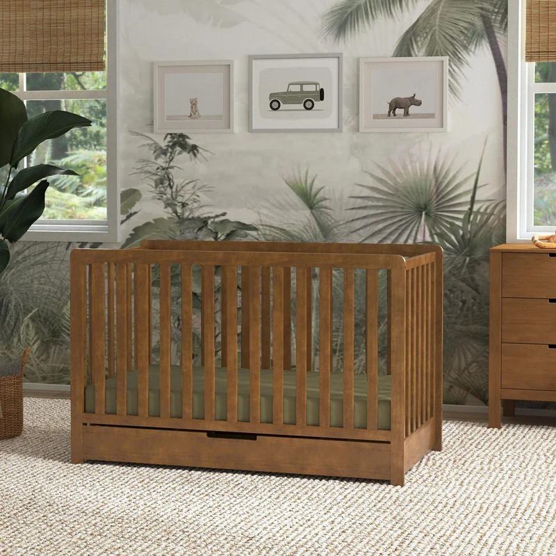 Couchette Convertible 4-en-1 Colby avec Tiroir Gigogne - Noyer