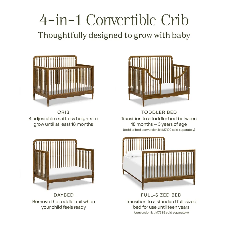 Couchette Convertible Liberty 4-en-1 - Noyer Naturel