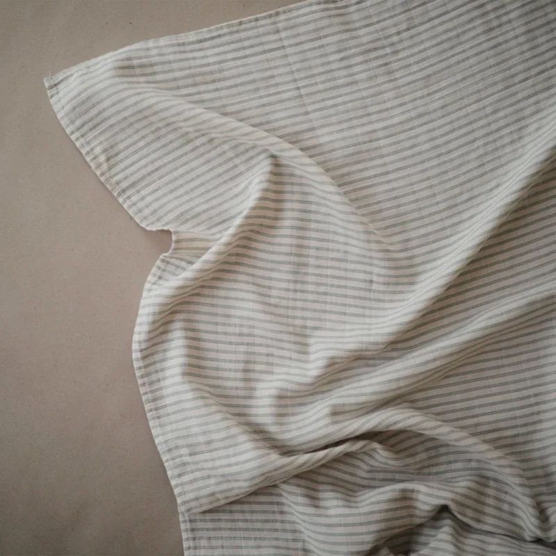Couverture en mousseline de coton biologique - Rayures Vert