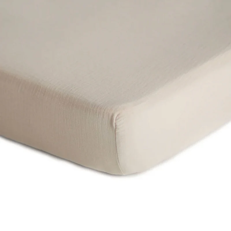 Drap Contour pour Lit de Bébé Mousseline - Fog