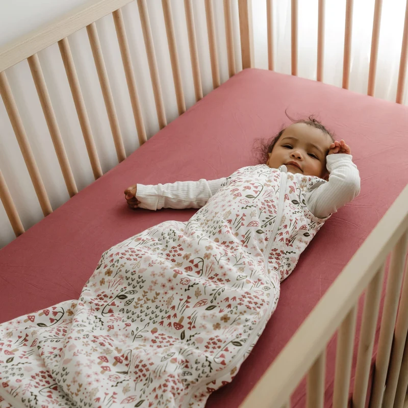 Drap Contour pour Lit de Bébé - Bambou - Framboise