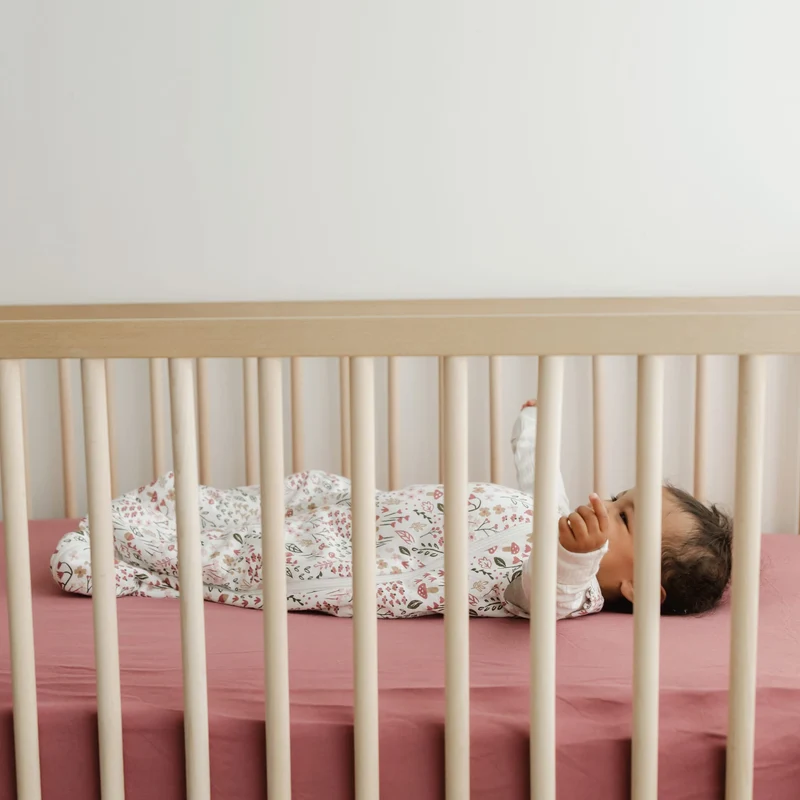 Drap Contour pour Lit de Bébé - Bambou - Framboise