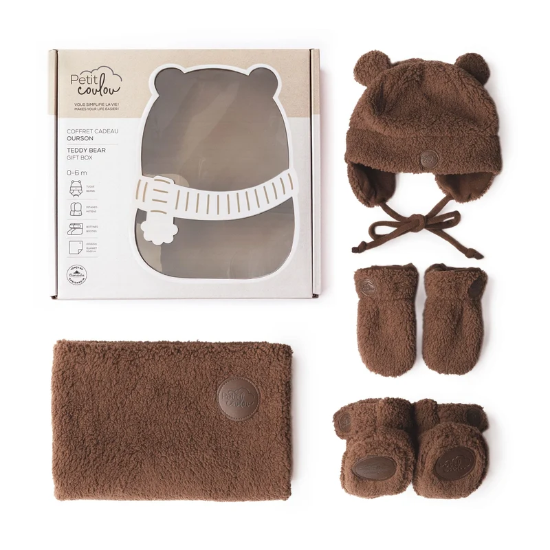 Coffret-cadeau Ourson pour bébé (4 accessoires) - Sherpa Brun