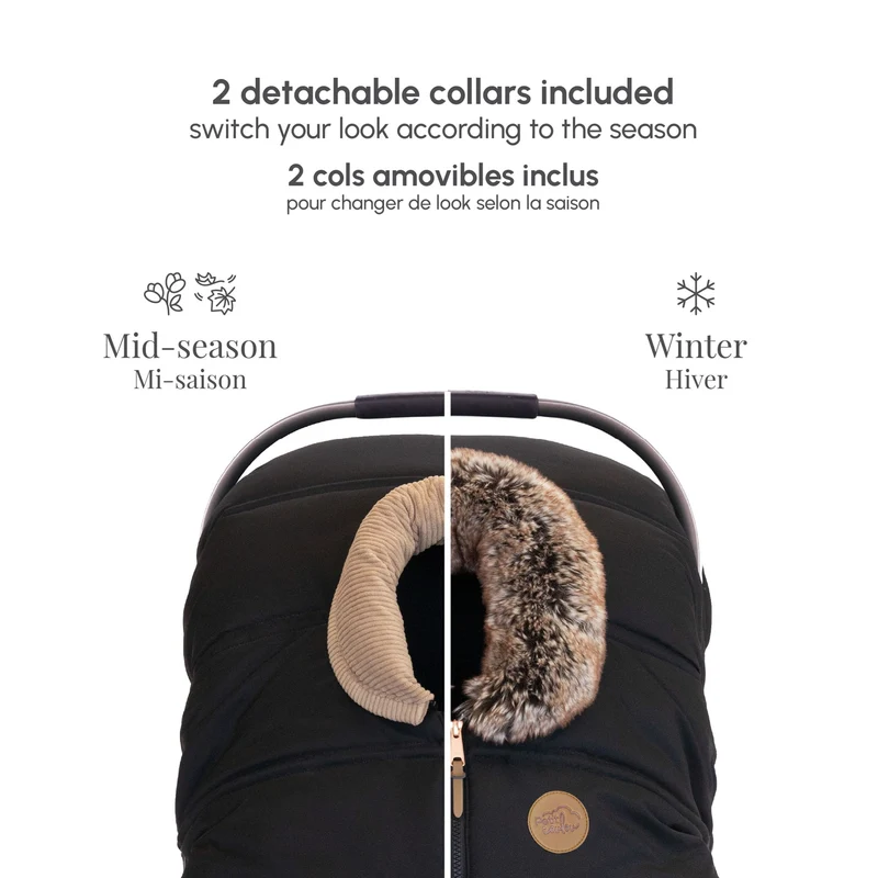 Housse 3 saisons pour siège d'auto avec 2 cols interchangeables - Onyx