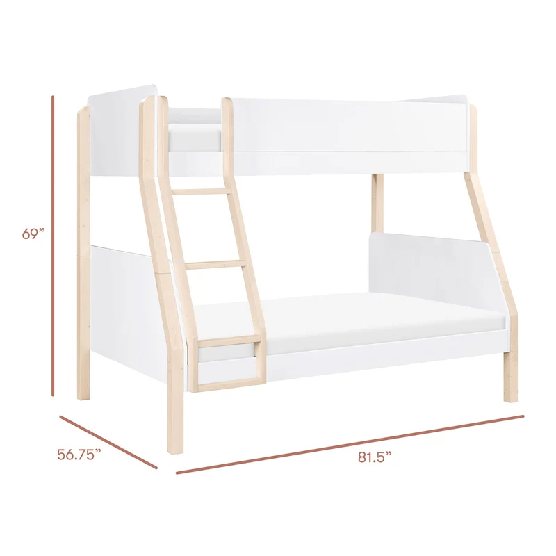 Lit Superposé TipToe Simple sur Double – Blanc et Naturel Lavé