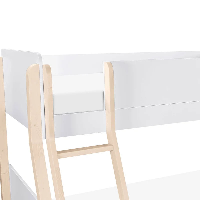 Lit Superposé TipToe Simple sur Double – Blanc et Naturel Lavé