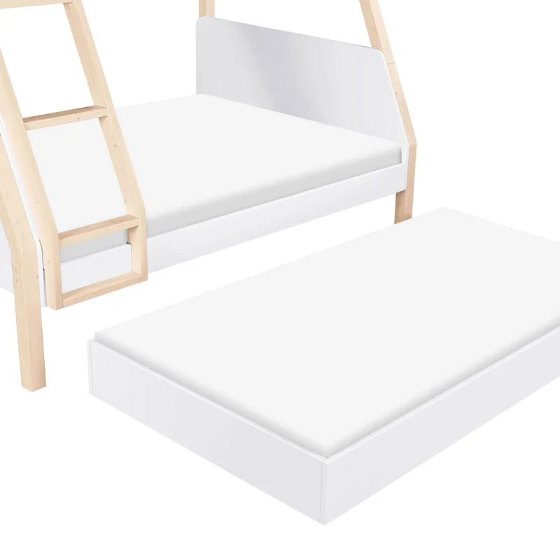 Lit Superposé TipToe Simple sur Double – Blanc et Naturel Lavé