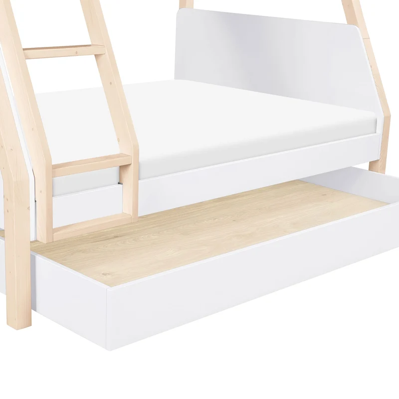Lit Superposé TipToe Simple sur Double – Blanc et Naturel Lavé