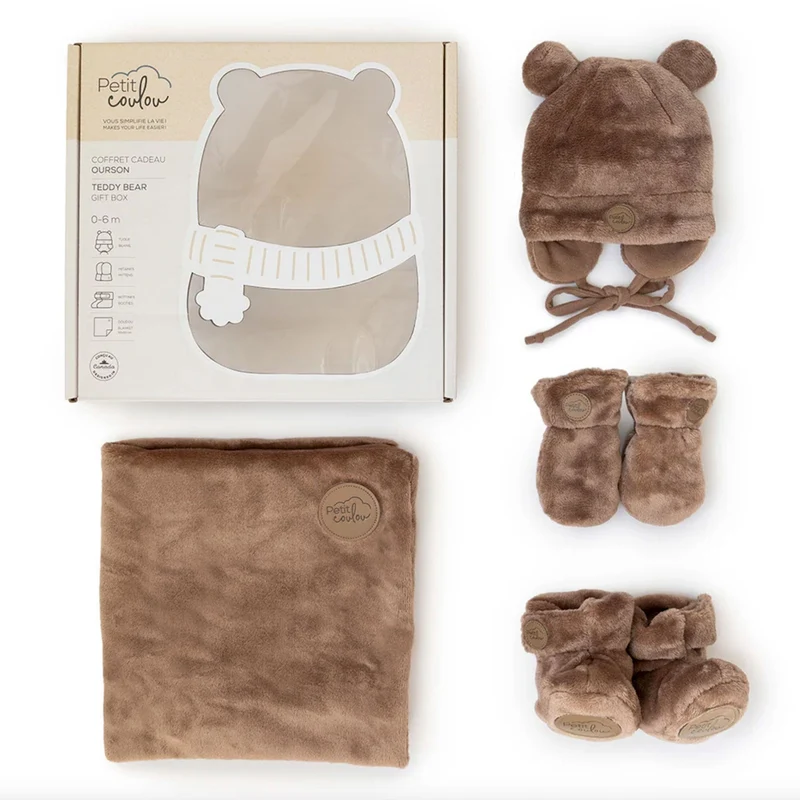Coffret-cadeau Ourson pour bébé (4 accessoires) - Moka 0-6m