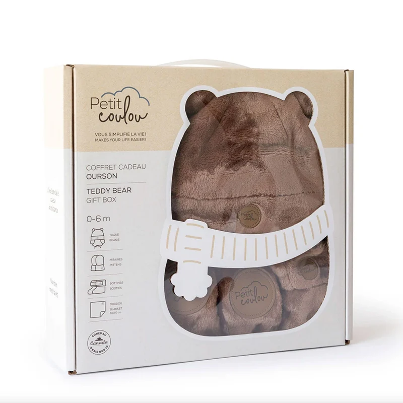 Coffret-cadeau Ourson pour bébé (4 accessoires) - Moka 0-6m
